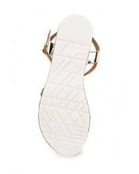 Золотые кожаные сандалии на плоской подошве от Renda