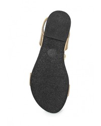 Золотые кожаные сандалии на плоской подошве от Savannah