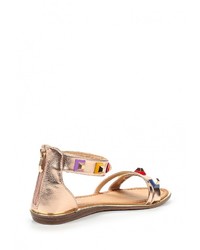 Золотые кожаные сандалии на плоской подошве от Sergio Todzi