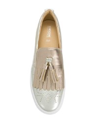 Женские золотые кожаные слипоны от Geox