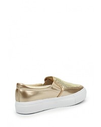 Женские золотые кожаные слипоны от Super Mode