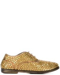 Женские золотые кожаные туфли дерби от Marsèll