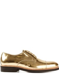 Золотые кожаные туфли дерби от Oxymoron