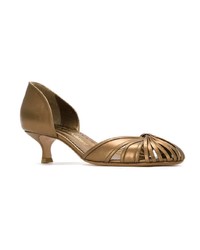 Золотые кожаные туфли с вырезом от Sarah Chofakian