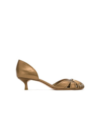 Золотые кожаные туфли с вырезом от Sarah Chofakian