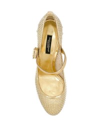 Золотые кожаные туфли с украшением от Dolce & Gabbana