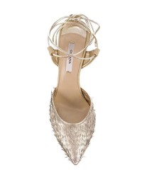 Золотые кожаные туфли с украшением от Olgana