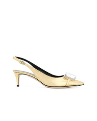 Золотые кожаные туфли с украшением от Marco De Vincenzo
