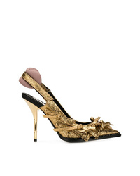 Золотые кожаные туфли с украшением от N°21