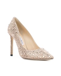 Золотые кожаные туфли с украшением от Jimmy Choo