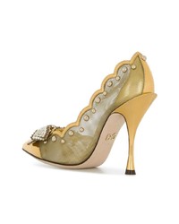 Золотые кожаные туфли с украшением от Dolce & Gabbana