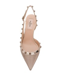 Золотые кожаные туфли с шипами от Valentino