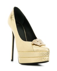 Золотые кожаные туфли со змеиным рисунком от Versace