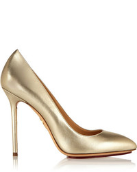 Золотые кожаные туфли от Charlotte Olympia