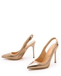 Золотые кожаные туфли от Sergio Rossi