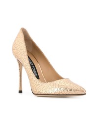 Золотые кожаные туфли от Sergio Rossi