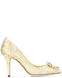 Золотые кожаные туфли от Dolce & Gabbana