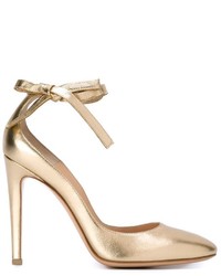 Золотые кожаные туфли от Gianvito Rossi