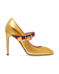 Золотые кожаные туфли от Gucci