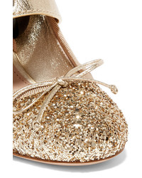 Золотые кожаные туфли от Miu Miu