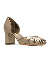 Золотые кожаные туфли от Sarah Chofakian