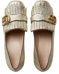 Золотые кожаные туфли от Gucci