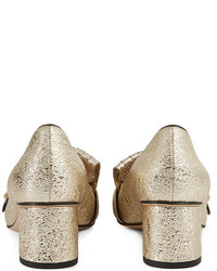 Золотые кожаные туфли от Gucci