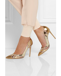 Золотые кожаные туфли от Gianvito Rossi