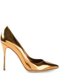 Золотые кожаные туфли от Sergio Rossi