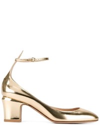 Золотые кожаные туфли от Valentino Garavani