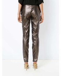 Золотые кожаные узкие брюки от Tufi Duek