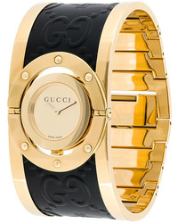 Женские золотые кожаные часы от Gucci