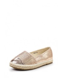 Женские золотые кожаные эспадрильи от Queen Vivi