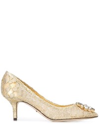 Золотые кружевные туфли от Dolce & Gabbana
