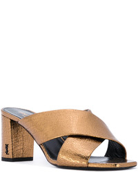 Золотые сабо от Saint Laurent