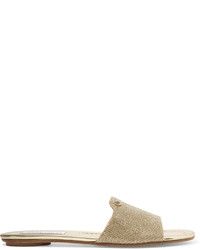 Золотые сандалии на плоской подошве из плотной ткани от Jimmy Choo