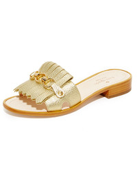Золотые сандалии на плоской подошве от Kate Spade