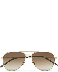 Мужские золотые солнцезащитные очки от Saint Laurent