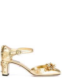 Золотые туфли с украшением от Dolce & Gabbana