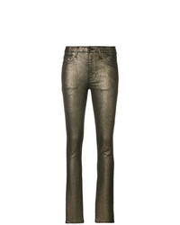 Золотые узкие брюки от Saint Laurent