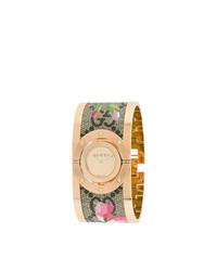 Женские золотые часы с цветочным принтом от Gucci
