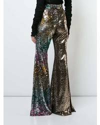 Золотые широкие брюки с пайетками от Halpern