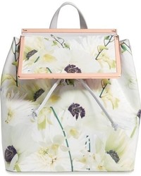 Кожаный рюкзак с цветочным принтом