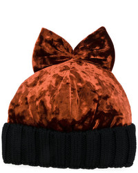Женская коричневая бархатная шапка от Federica Moretti