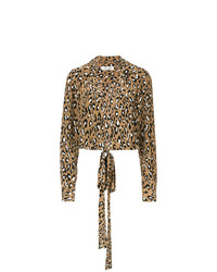 Коричневая блузка с длинным рукавом с леопардовым принтом от Dvf Diane Von Furstenberg
