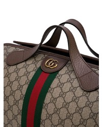Мужская коричневая большая сумка из плотной ткани с принтом от Gucci