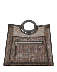Коричневая большая сумка из плотной ткани от Fendi