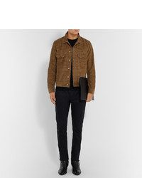 Мужская коричневая вельветовая куртка с принтом от Saint Laurent