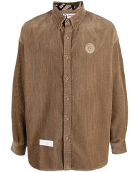 Мужская коричневая вельветовая рубашка с длинным рукавом от AAPE BY A BATHING APE