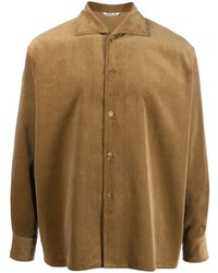Мужская коричневая вельветовая рубашка с длинным рукавом от Auralee